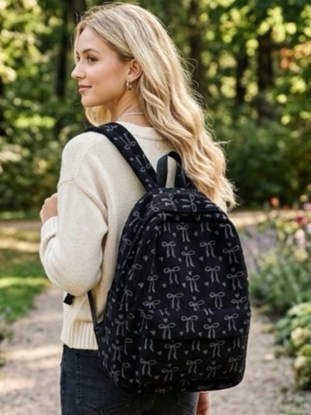 Zenana COQUETTE BOW CORDUROY BACKPACK